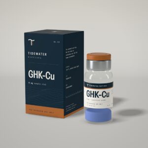 GHK-Cu 5 mg sample vial with navy carton