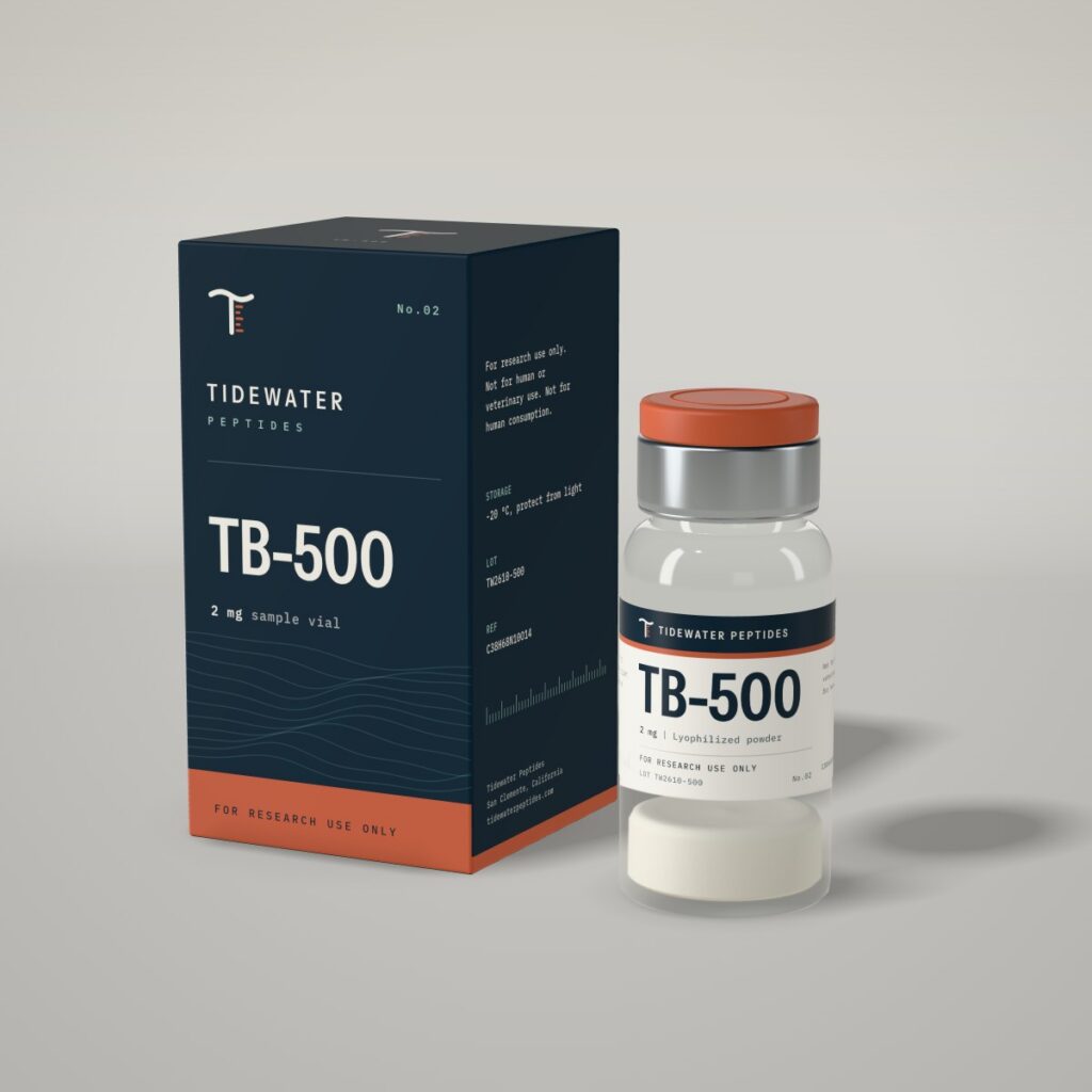 TB-500 2 mg sample vial with navy carton
